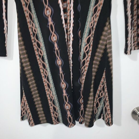 Free People Stella Mock Neck Mini Dress Black Graphic Print XS WhimsyGoth Boho - Picture 3 of 10